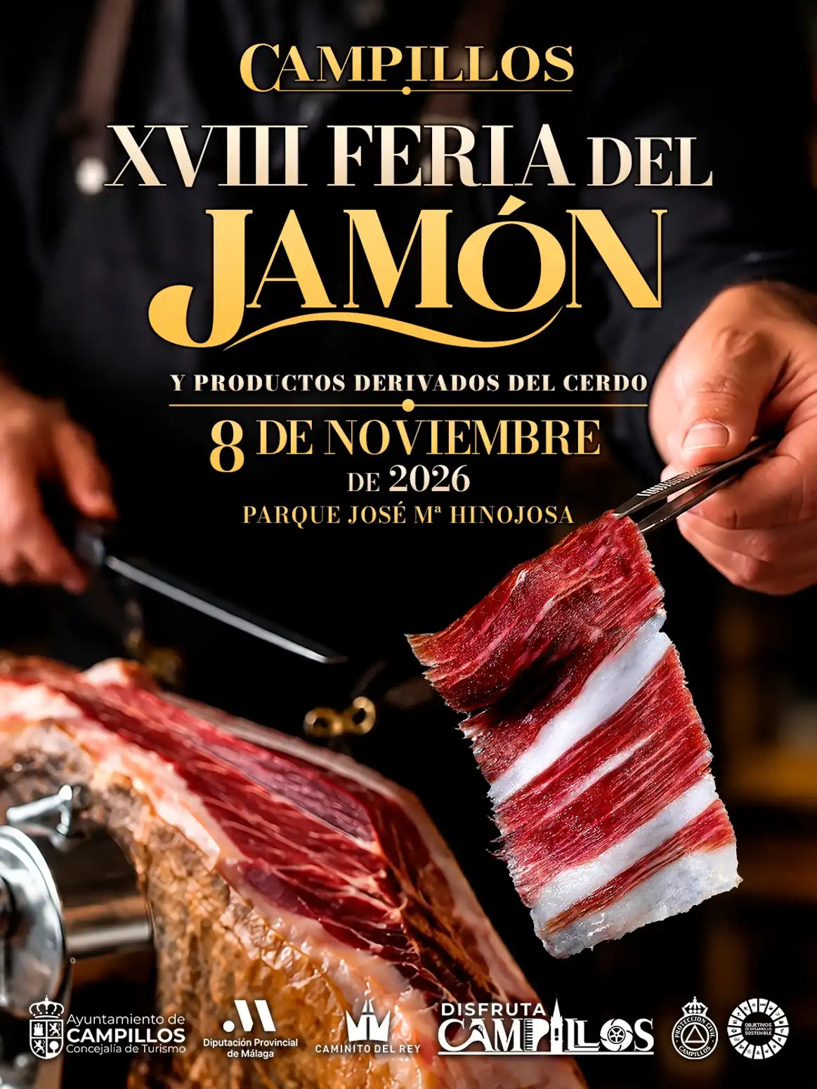 Cartel de la Feria del Jamón de Campillos 2026, domingo 8 de noviembre