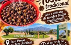Cartel del tostón tradicional San Pedro Alcántara en el parque Los Tres Jardines, 1 de noviembre